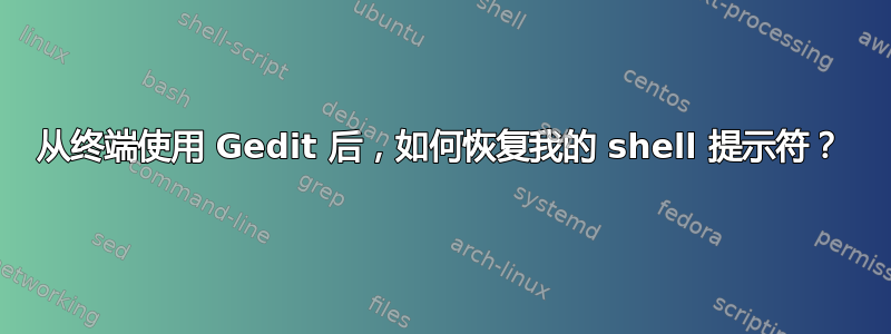 从终端使用 Gedit 后，如何恢复我的 shell 提示符？