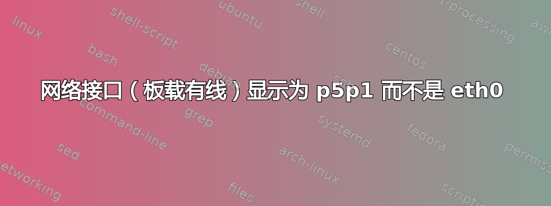 网络接口（板载有线）显示为 p5p1 而不是 eth0