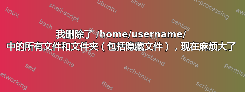 我删除了 /home/username/ 中的所有文件和文件夹（包括隐藏文件），现在麻烦大了