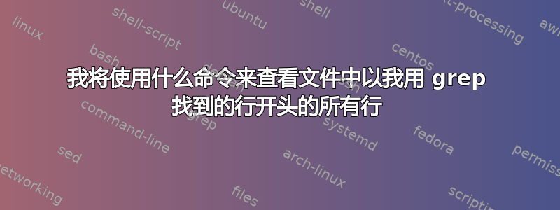 我将使用什么命令来查看文件中以我用 grep 找到的行开头的所有行