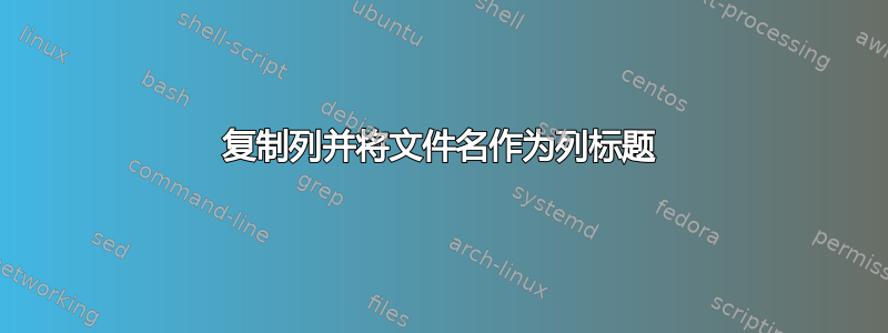 复制列并将文件名作为列标题