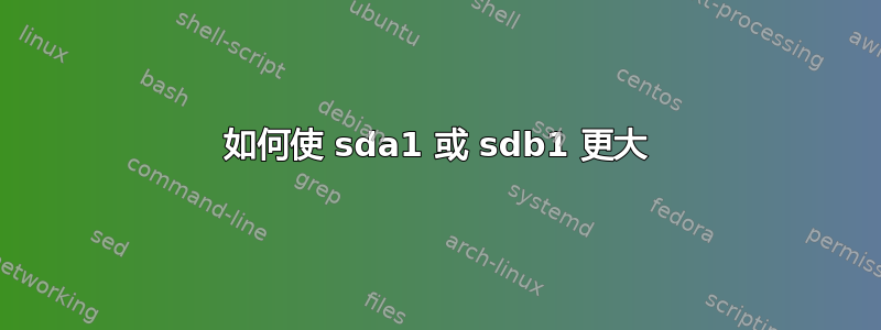 如何使 sda1 或 sdb1 更大