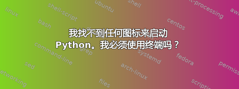 我找不到任何图标来启动 Python。我必须使用终端吗？