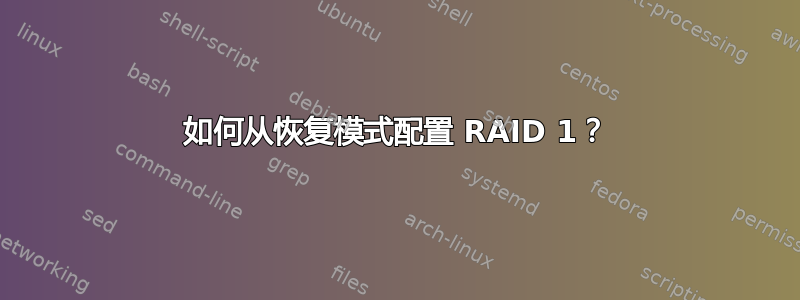 如何从恢复模式配置 RAID 1？