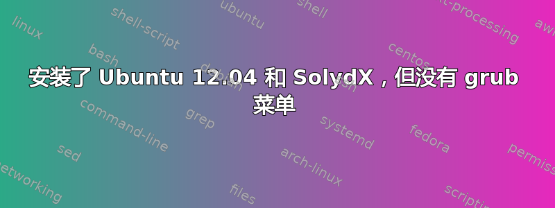 安装了 Ubuntu 12.04 和 SolydX，但没有 grub 菜单