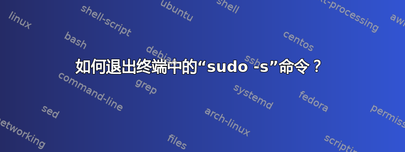 如何退出终端中的“sudo -s”命令？