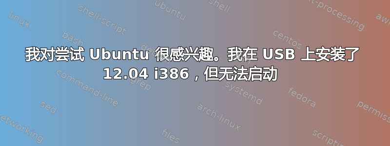 我对尝试 Ubuntu 很感兴趣。我在 USB 上安装了 12.04 i386，但无法启动 