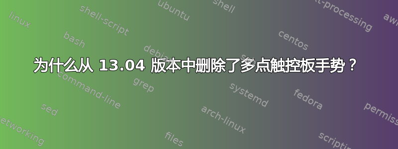 为什么从 13.04 版本中删除了多点触控板手势？