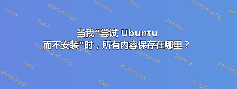 当我“尝试 Ubuntu 而不安装”时，所有内容保存在哪里？