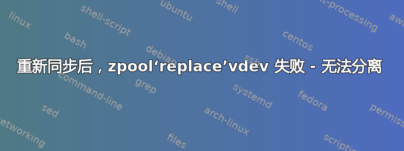 重新同步后，zpool‘replace’vdev 失败 - 无法分离