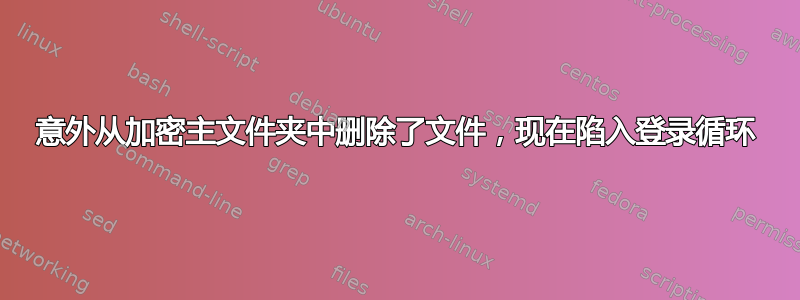 意外从加密主文件夹中删除了文件，现在陷入登录循环