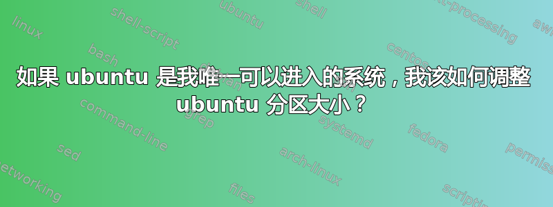 如果 ubuntu 是我唯一可以进入的系统，我该如何调整 ubuntu 分区大小？