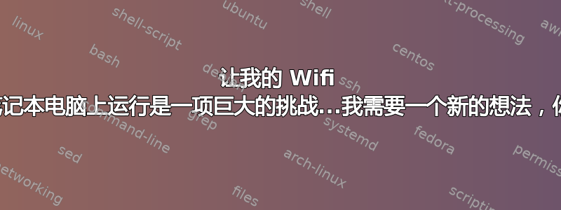 让我的 Wifi 在我的笔记本电脑上运行是一项巨大的挑战...我需要一个新的想法，你有吗？