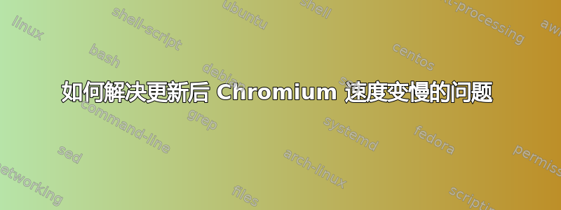 如何解决更新后 Chromium 速度变慢的问题