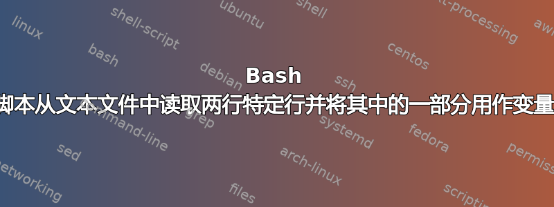 Bash 脚本从文本文件中读取两行特定行并将其中的一部分用作变量