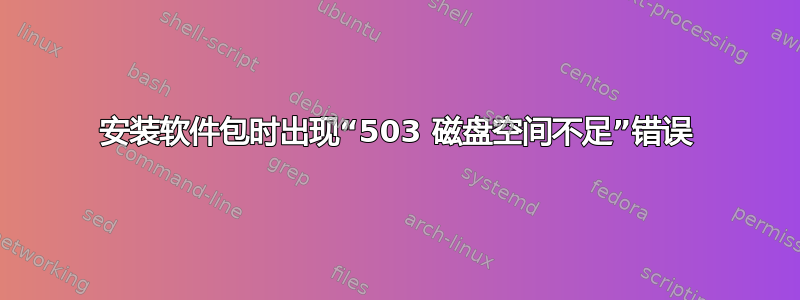 安装软件包时出现“503 磁盘空间不足”错误