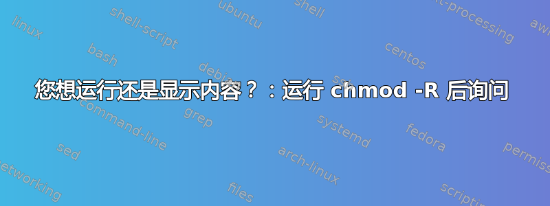 您想运行还是显示内容？：运行 chmod -R 后询问