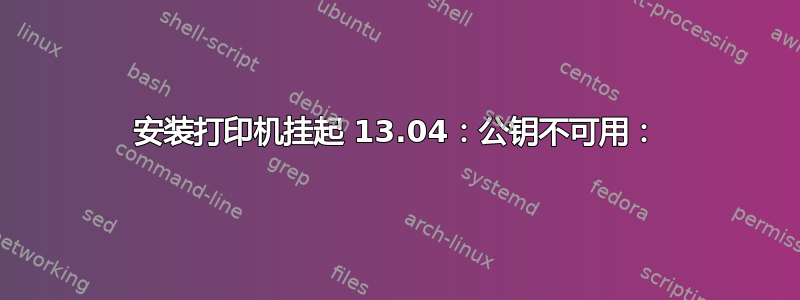 安装打印机挂起 13.04：公钥不可用：