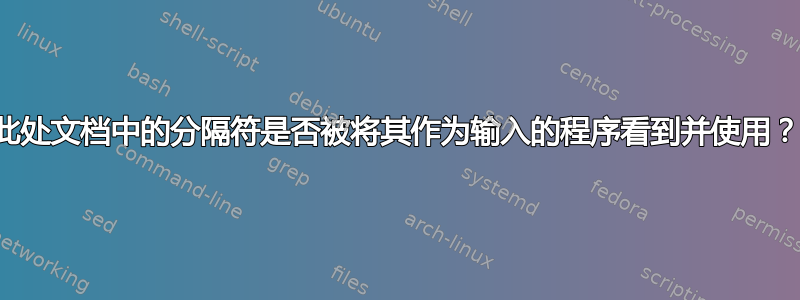 此处文档中的分隔符是否被将其作为输入的程序看到并使用？