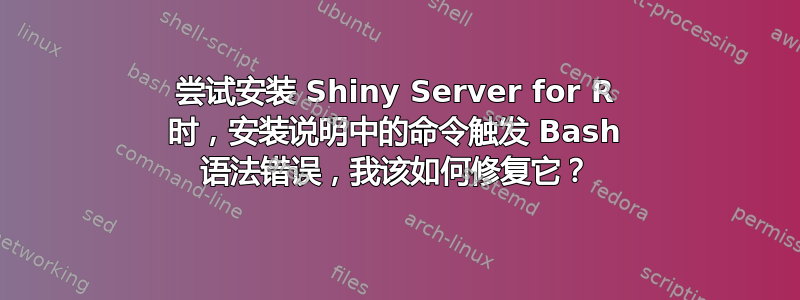 尝试安装 Shiny Server for R 时，安装说明中的命令触发 Bash 语法错误，我该如何修复它？