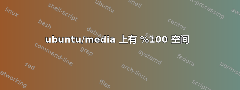 ubuntu/media 上有 %100 空间 