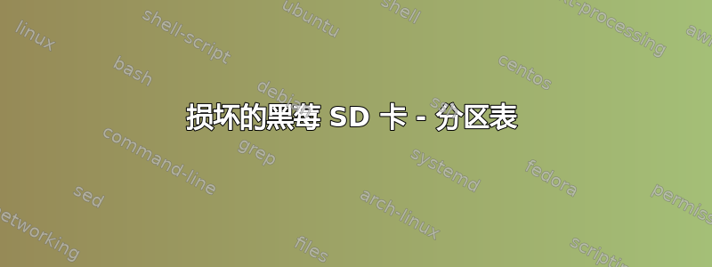 损坏的黑莓 SD 卡 - 分区表