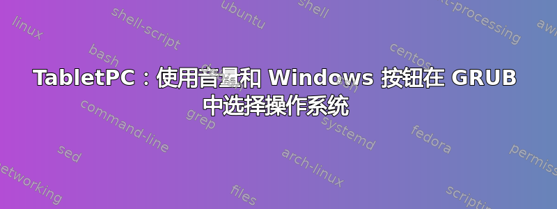 TabletPC：使用音量和 Windows 按钮在 GRUB 中选择操作系统