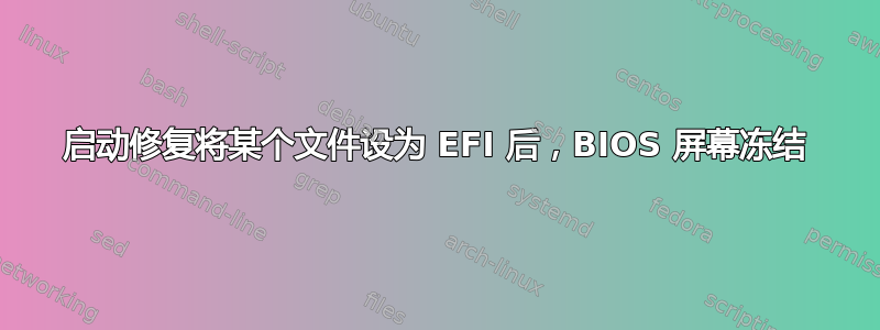 启动修复将某个文件设为 EFI 后，BIOS 屏幕冻结