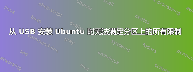 从 USB 安装 Ubuntu 时无法满足分区上的所有限制