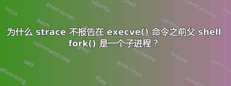 为什么 strace 不报告在 execve() 命令之前父 shell fork() 是一个子进程？