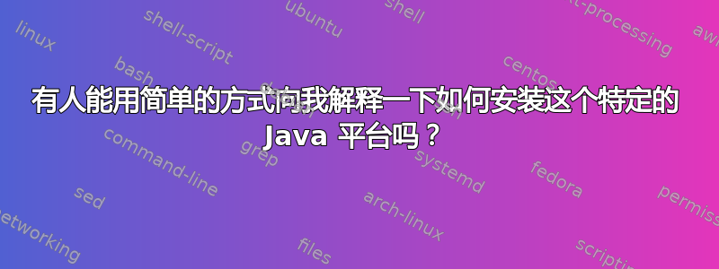 有人能用简单的方式向我解释一下如何安装这个特定的 Java 平台吗？