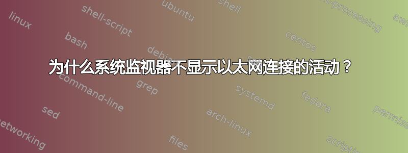 为什么系统监视器不显示以太网连接的活动？