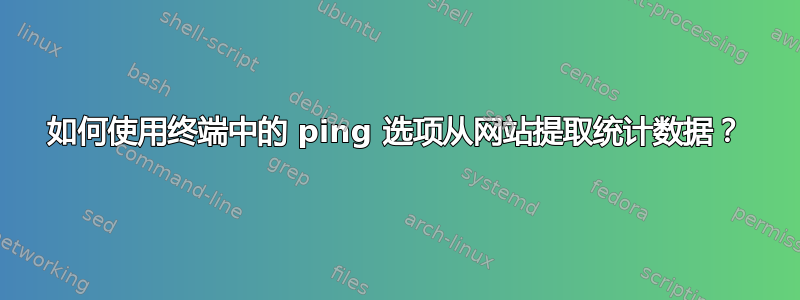 如何使用终端中的 ping 选项从网站提取统计数据？