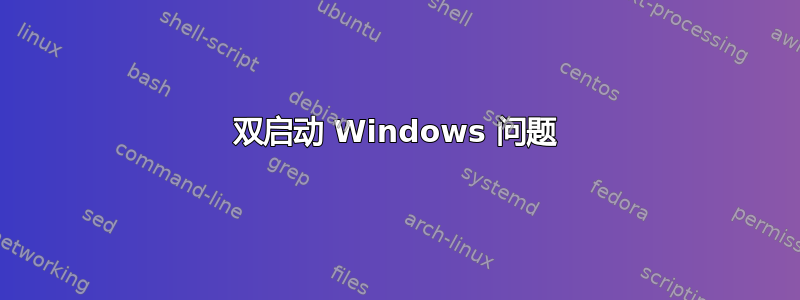 双启动 Windows 问题