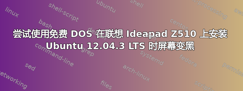 尝试使用免费 DOS 在联想 Ideapad Z510 上安装 Ubuntu 12.04.3 LTS 时屏幕变黑