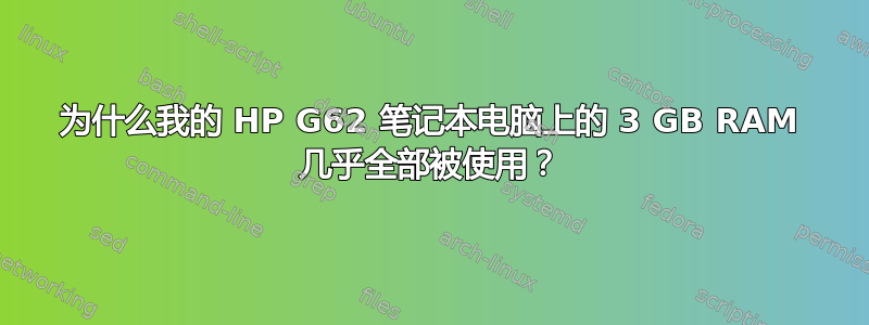 为什么我的 HP G62 笔记本电脑上的 3 GB RAM 几乎全部被使用？