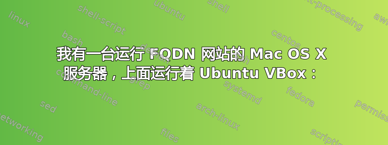 我有一台运行 FQDN 网站的 Mac OS X 服务器，上面运行着 Ubuntu VBox：