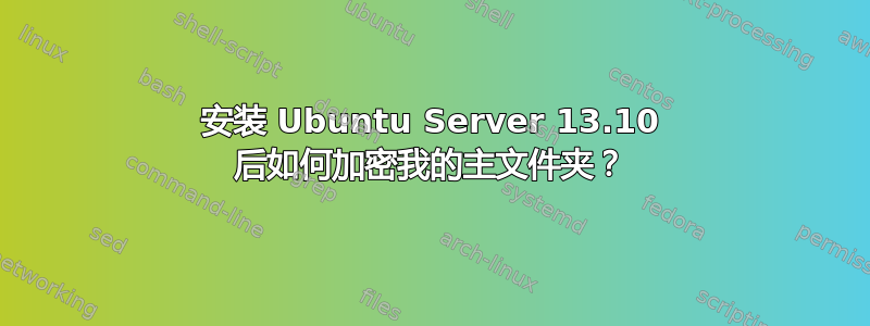 安装 Ubuntu Server 13.10 后如何加密我的主文件夹？