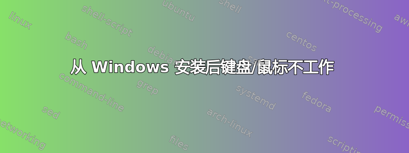 从 Windows 安装后键盘/鼠标不工作