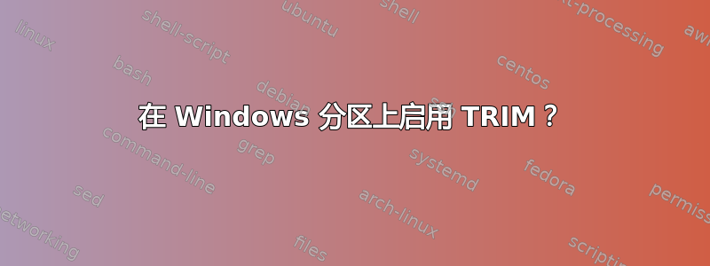 在 Windows 分区上启用 TRIM？