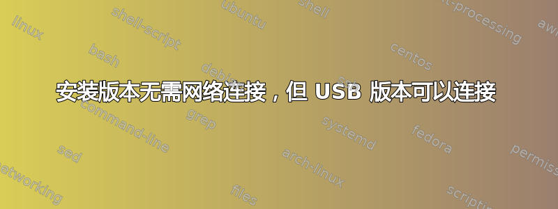 安装版本无需网络连接，但 USB 版本可以连接