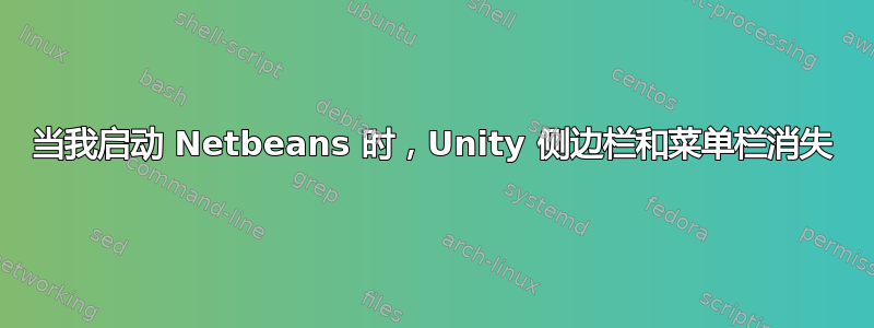 当我启动 Netbeans 时，Unity 侧边栏和菜单栏消失