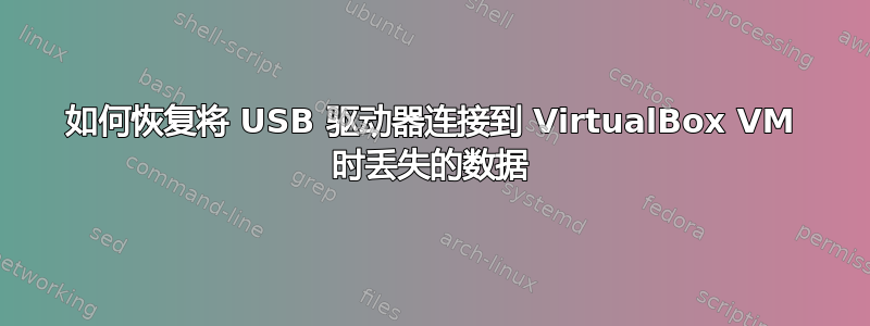 如何恢复将 USB 驱动器连接到 VirtualBox VM 时丢失的数据