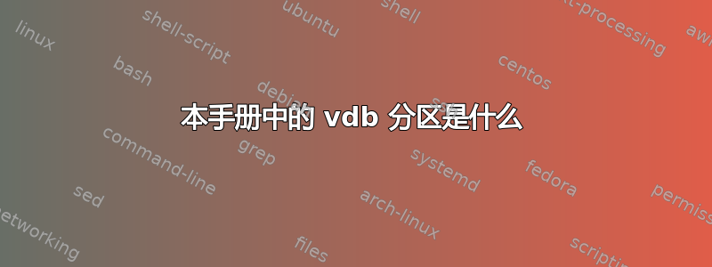 本手册中的 vdb 分区是什么