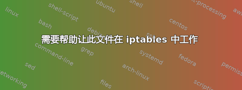 需要帮助让此文件在 iptables 中工作