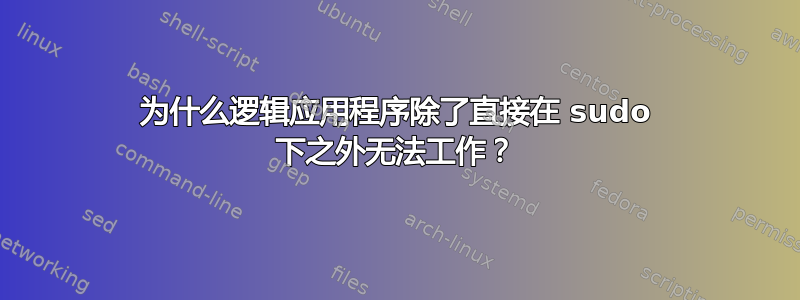 为什么逻辑应用程序除了直接在 sudo 下之外无法工作？