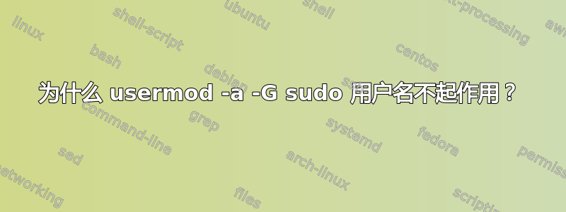 为什么 usermod -a -G sudo 用户名不起作用？