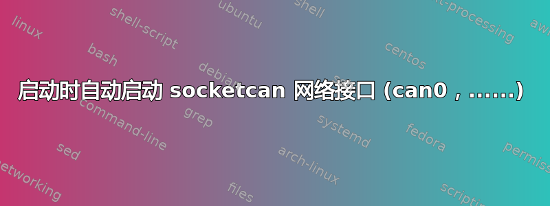 启动时自动启动 socketcan 网络接口 (can0，......)