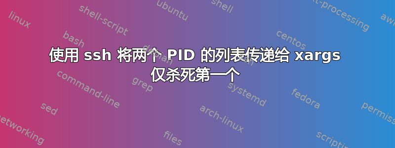 使用 ssh 将两个 PID 的列表传递给 xargs 仅杀死第一个