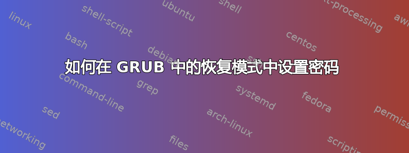 如何在 GRUB 中的恢复模式中设置密码